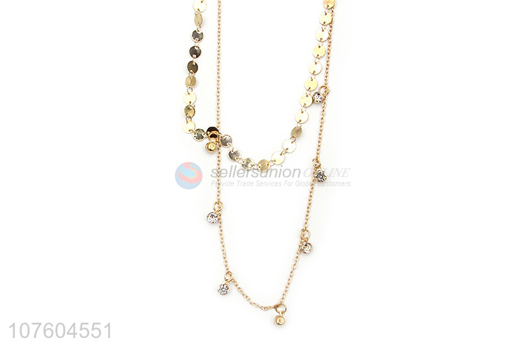 Factory direct sale 2 tier necklace layered rhinestone chain necklace