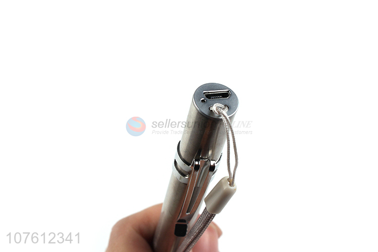 Promotional mini usb charging led flashlight portable aluminum flashlight with clip