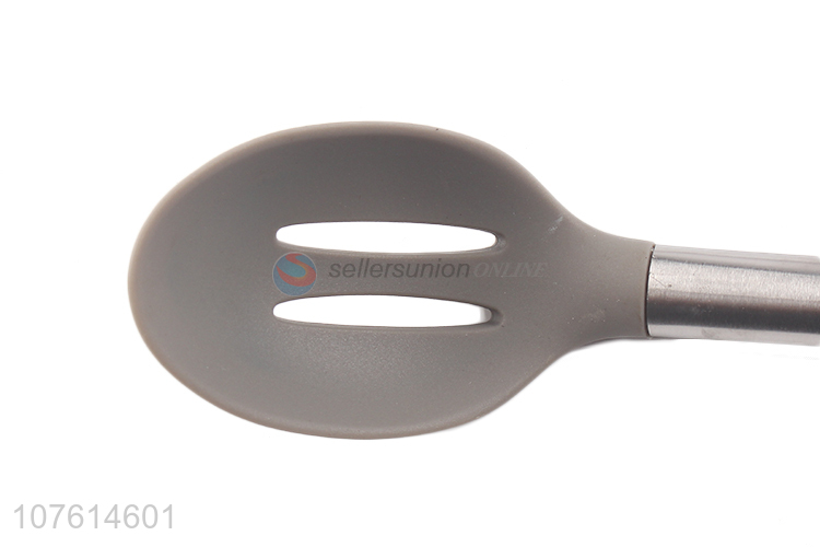 Promotional durable kitchen utensils stainless steel handle silicone slotted spoon