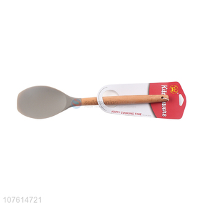 Factory direct sale cooking utensils wooden handle silicone spoon