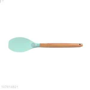 Hot sale kitchen utensils natural wooden handle silicone spoon