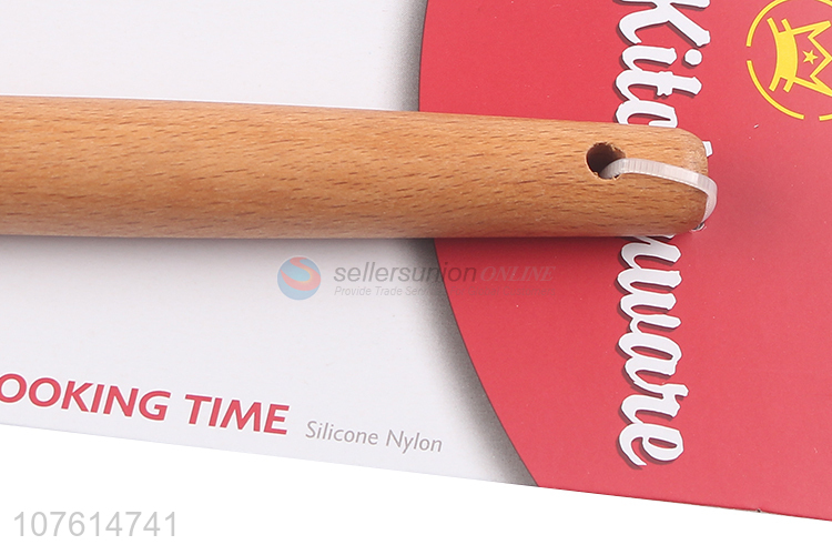 Good quality wooden handle silicone spaghetti spatula kitchen supplies