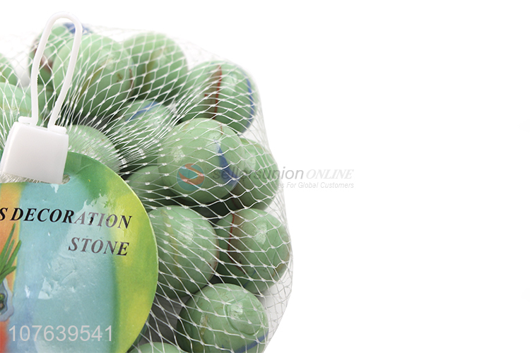 Low price cream green flower solid glass ball marbles