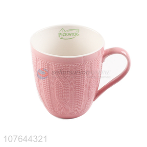 New style pink ceramic water cup milk mug with handle