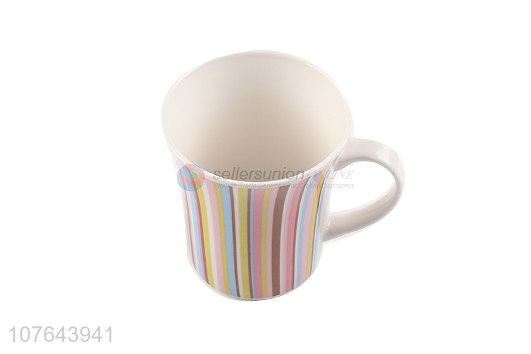 Stripe printing colourful cute ceramic cup milk mug coffee mug