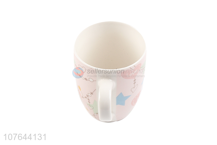 Colourful printing low price top quality ceramic water cup with handle