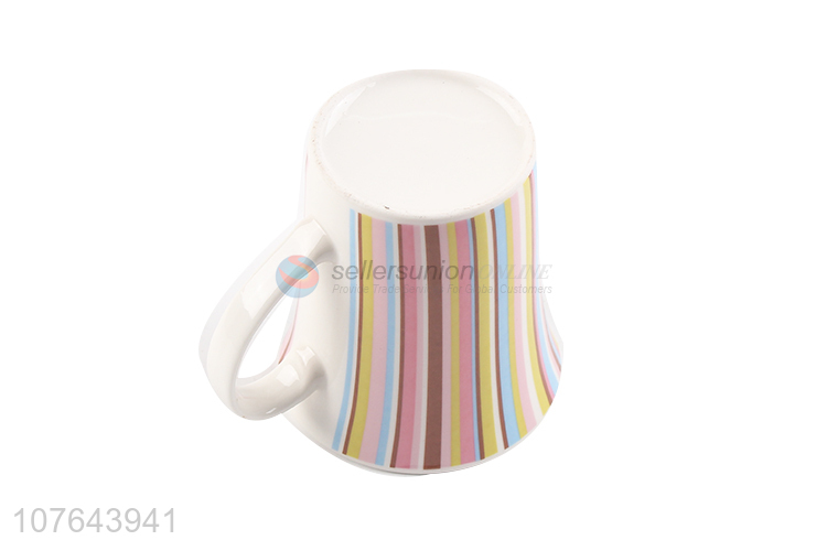 Stripe printing colourful cute ceramic cup milk mug coffee mug