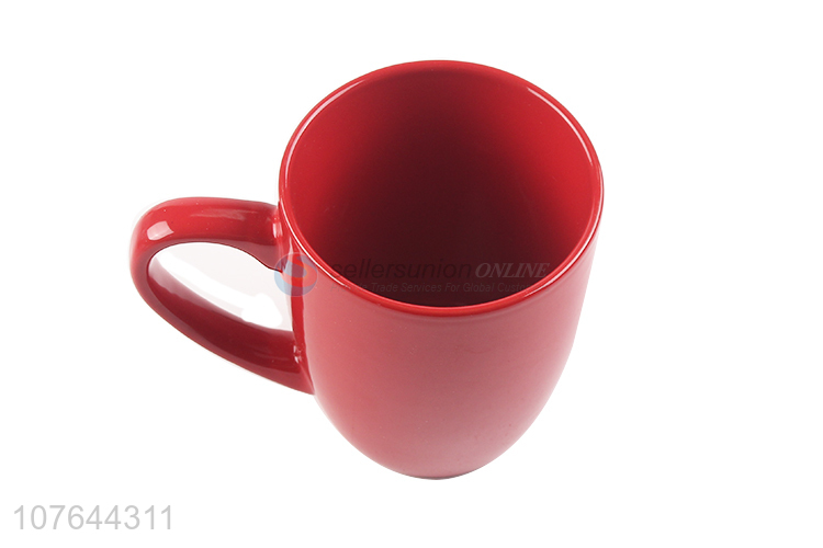 Simple design red good quality ceramic water cup with low price