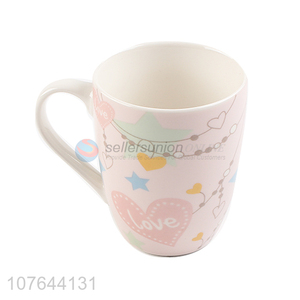 Colourful printing low price top quality ceramic water cup with handle