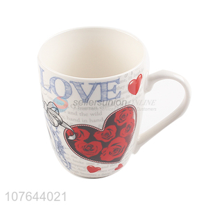 Heart printing modern style cheap price drinking ceramic water cup