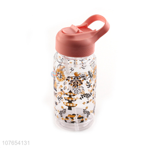 Hot selling fashionable printing drinking bottle water bottle with straw