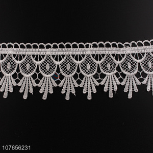 Wholesale white flower knit flat soft lace ribbon for dress