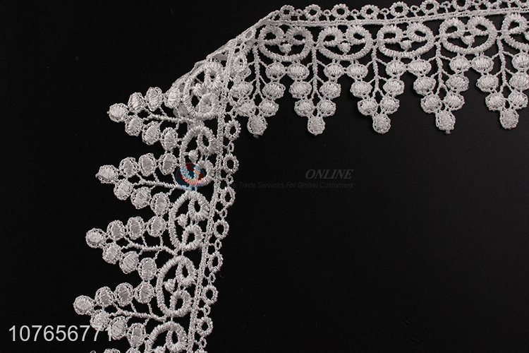 Top quality white lace trims ribbon embroidered for garment