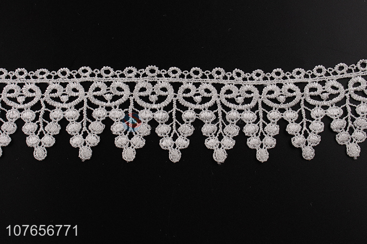 Top quality white lace trims ribbon embroidered for garment