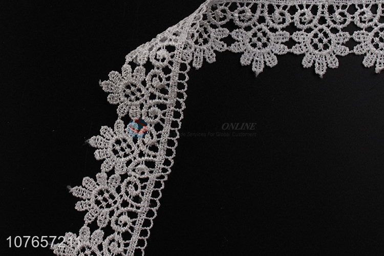 Hot sale delicate white lace trim with floral pattern