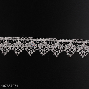 Lowest price good quality white lace trim for garment decoration