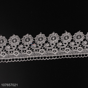 Wholesale factory supply white lace trim with floral pattern