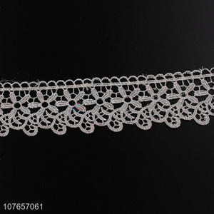 Hot product white decorative lace trim with floral pattern