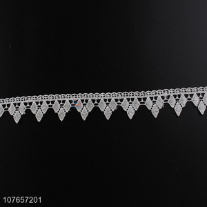 White floral applique lace trims ribbon embroidered