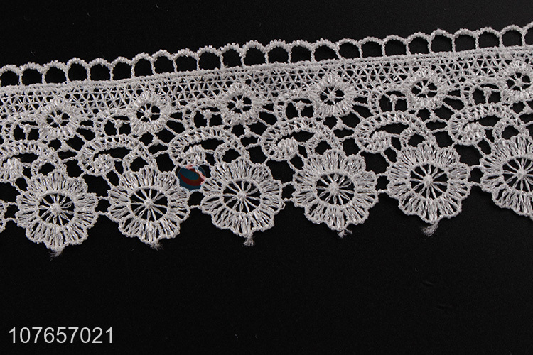 Wholesale factory supply white lace trim with floral pattern