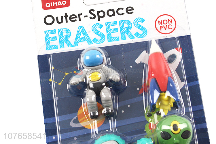 Retail fun toy rubber outer space character eraser