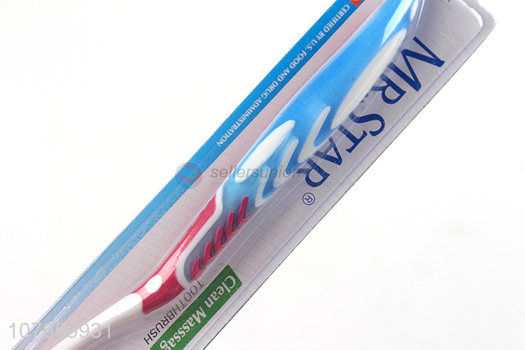 High quality fashion adult toothbrush certificated plastic toothbrush