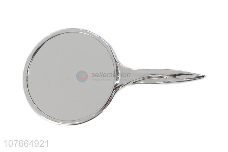 Fashion Design Round Hand Held Makeup Mirror With Handle For Sale