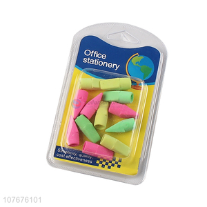 Low price children stationery colorful pencil cap eraser