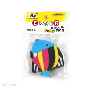 Best selling kids stationery cartoon tropical fish shape eraser