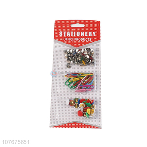 Wholesale hot sale office stationery drawing pin and paper clip set