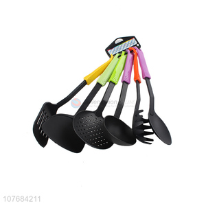 Latest Colorful Handle 6 Pieces Cooking Utensils Kitchen Cooking Turner Spoon Set
