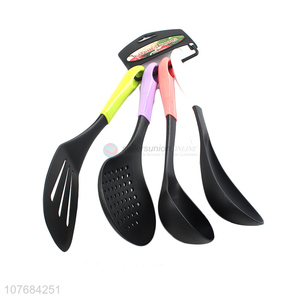 4 Pieces Colorful Handle Soup Ladle Leaky Spoon Slotted Spatula Cookware Set