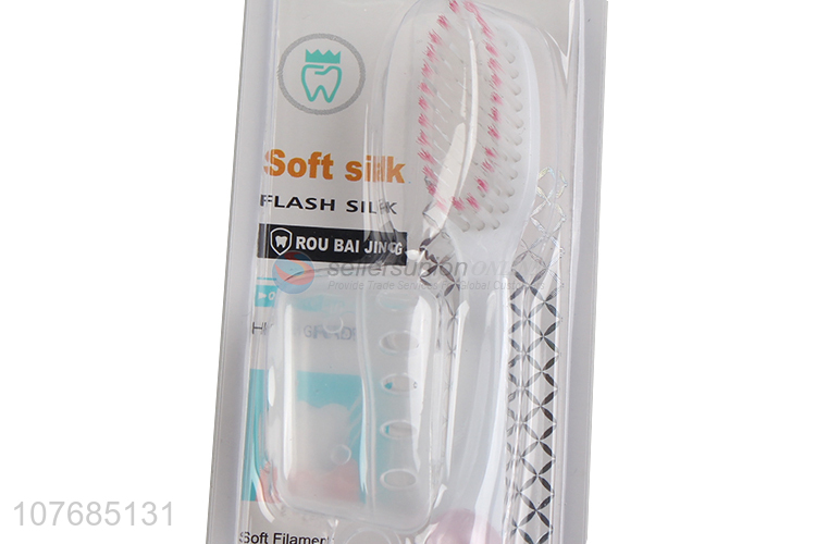 Single pack oral care manual non-slip handle high density soft bristles toothbrush