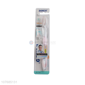 Single pack oral care manual non-slip handle high density soft bristles toothbrush