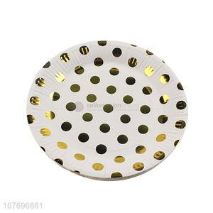 Best selling polka dot printed party <em>plate</em> round <em>paper</em> <em>plate</em>