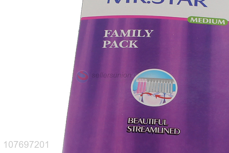 New design beautiful streamlined family pack toothbrush