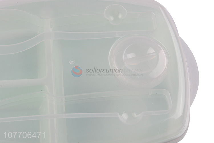 Wholesale portable lunch box divided grid lunch box with spoon