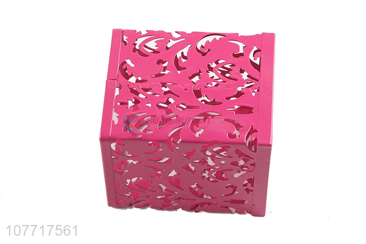 Factory wholesale pink office storage iron tree rattan flower pen holder
