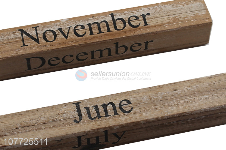 Creative Design Home Decoration Vintage Wooden Blocks Calendar