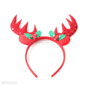 Hot selling red fruit bell antlers headband Christmas party dress up headwear