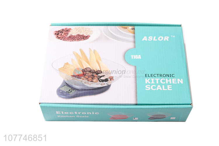 High quality electronic kitchen scale with transparent plastic bowl