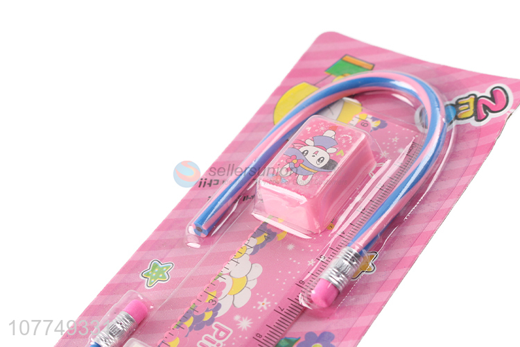 High quality soft-hearted pencil eraser rule stationery set