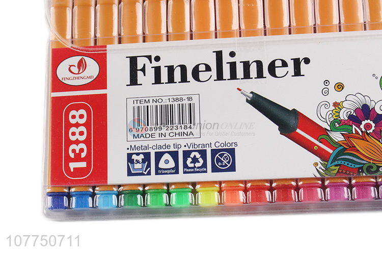 Wholesale non-toxic indelible 18 colors fine line marker for adult