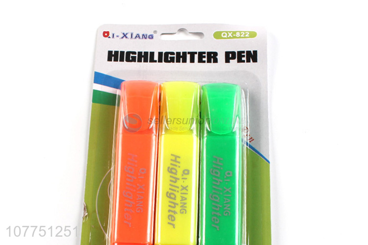 Hot products 3 colors highlighter marker set vivid color highlighters