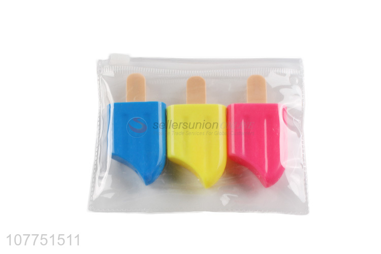 Good quality 3 colors popsicle shape highlighter pen mini highlighters