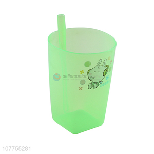 Good Price Cartoon Pattern Plastic Water Cup With Straw