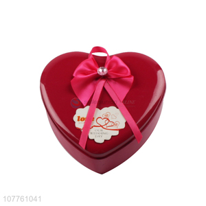 Hot selling red soap flower gift box wedding love ribbon tinplate box