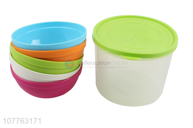 High quality colorful food grade pp material bowl set with storage box