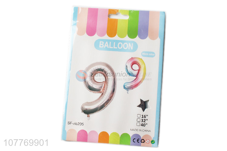 Colourful creative design number shape decorative foil balloon