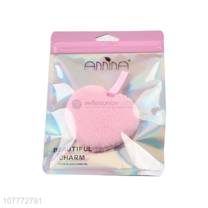 Hot sale heart shape soft cleaning powder puff